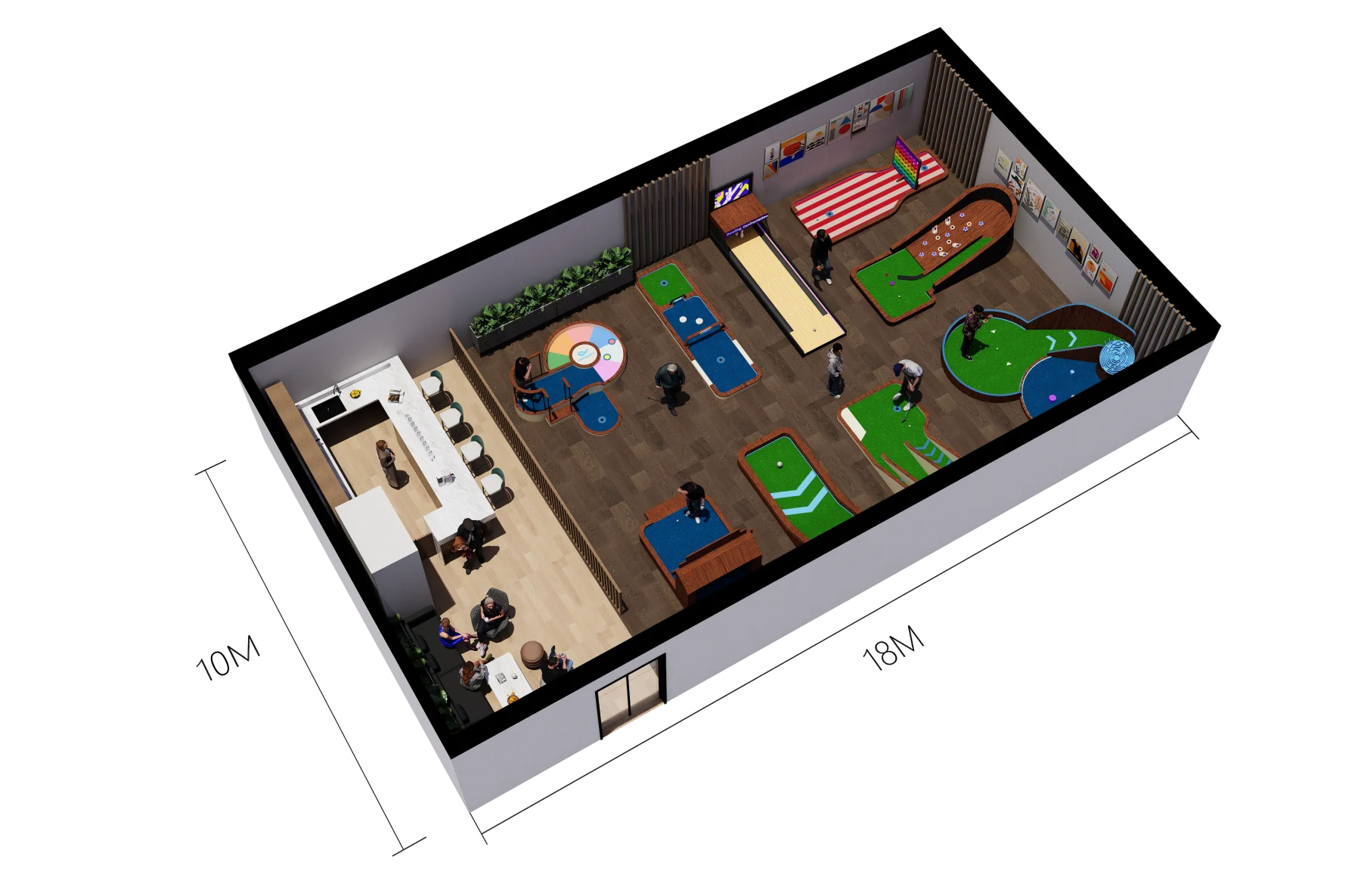 180 m² Indoor Mini Golf Layout